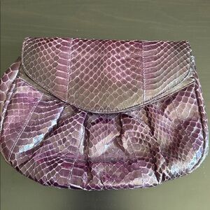 Vintage Neiman Marcus deep purple snake skin clutch